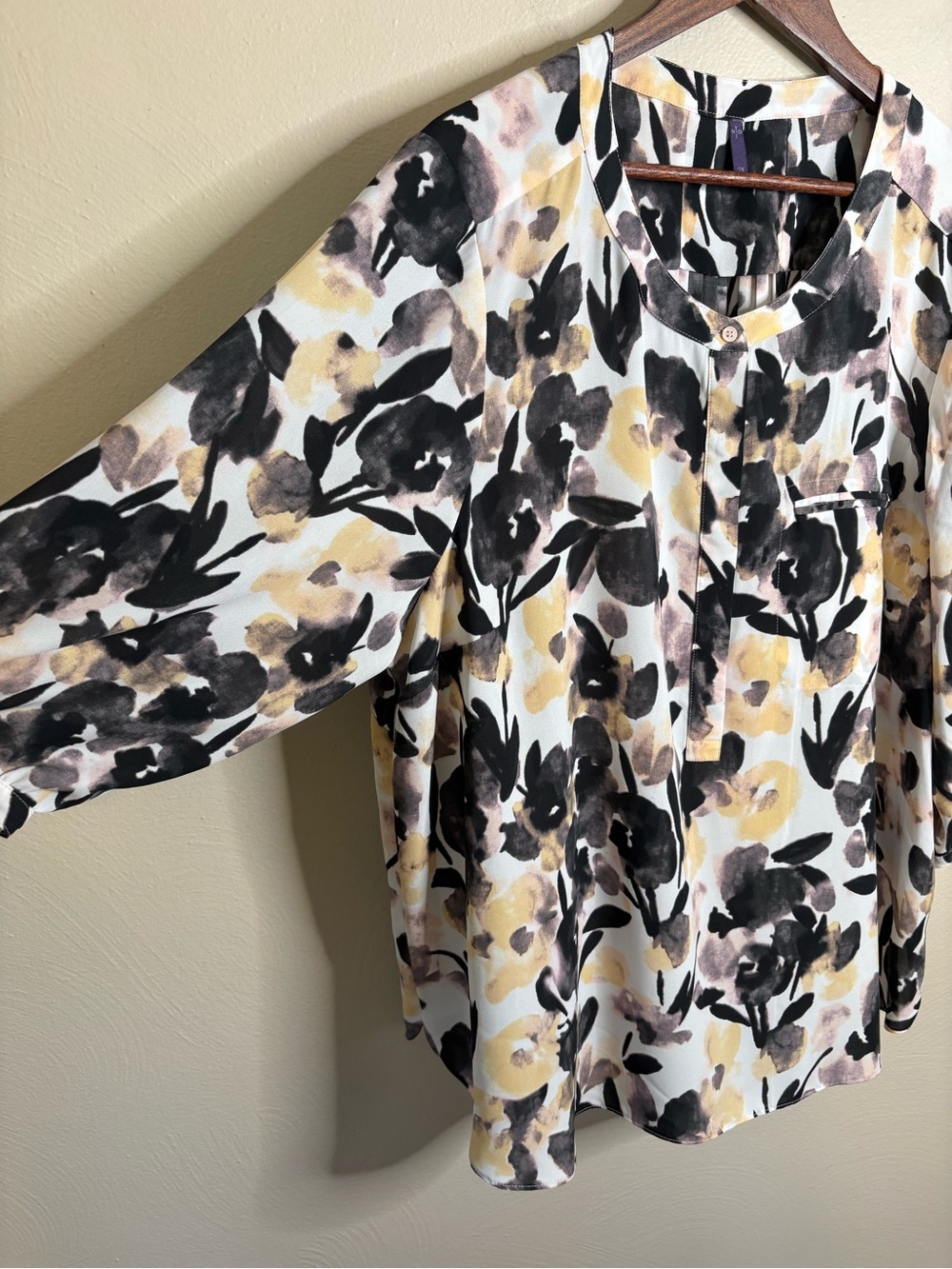 NYDJ Womens 2X Floral Blouse Boho Cottagecore Workwear 3/4 Sleeve Top Romantic - Picture 4 of 14